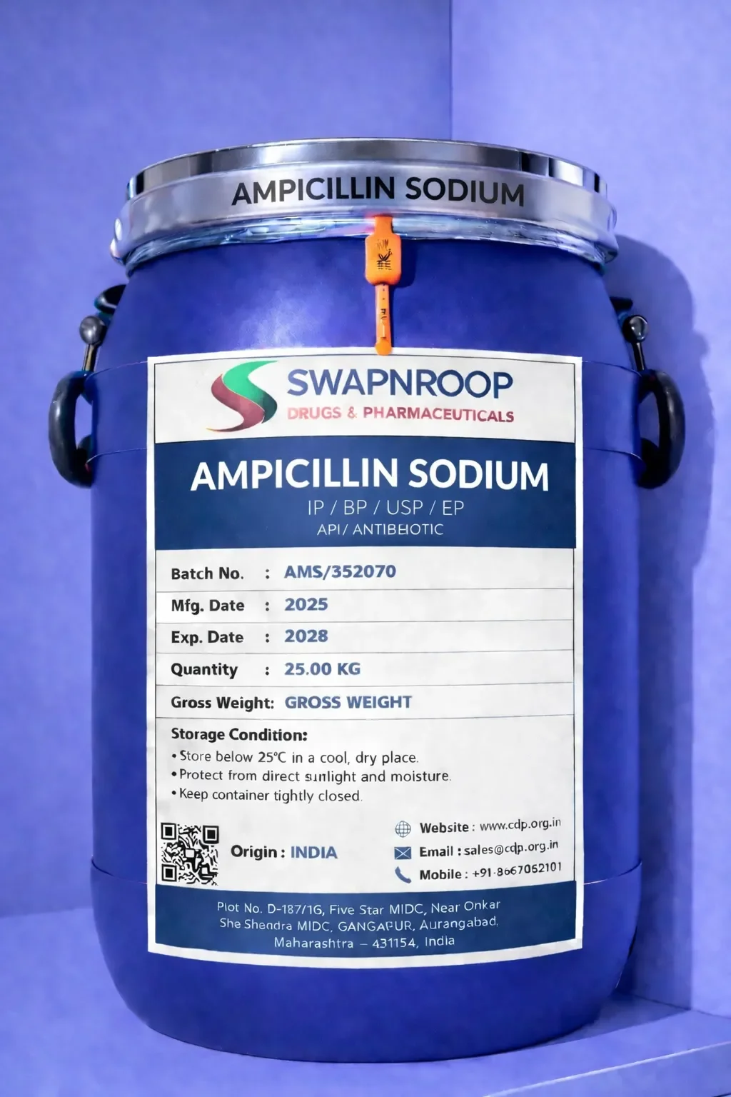 Ampicillin Sodium API Manufacturer and Bulk Supplier in Maharashtra, India – Swapnroop Pharma